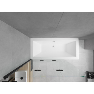 Mexen Cube vana 180x80cm panel + zástěna 120 cm, průhledná, černá 550518080X9012037000