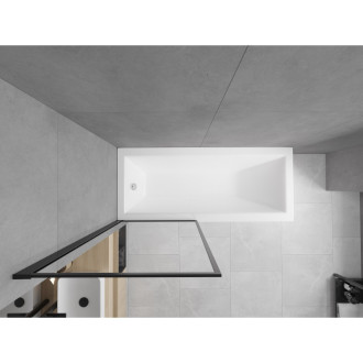 Mexen Cubik vana 150x70 cm s panelem a zástěnou 70 cm, černý fix vzor 550315070X9307007070