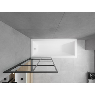 Mexen Cubik vana 150x70 cm s panelem a zástěnou 70 cm, černý fix vzor 550315070X9307007077