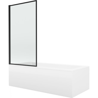 Mexen Cubik vana 150x70 cm s panelem a zástěnou 80 cm, černý fix vzor 550315070X9308007070