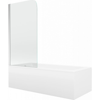 Mexen Cubik vana 160x70cm panel + zástěna 70 cm, transparent, chrom 550316070X9007010100