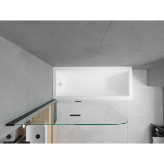 Mexen Cubik vana 160x70cm panel + zástěna 80 cm, průhledná, černá 550316070X9008027000