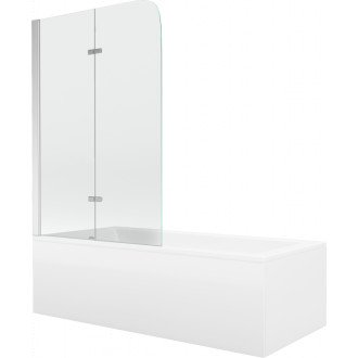 Mexen Cubik vana 160x70cm panel + zástěna 100 cm, transparent, chrom 550316070X9010020100