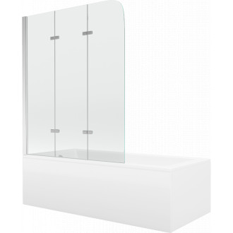Mexen Cubik vana 160x70cm panel + zástěna 120 cm, transparent, chrom 550316070X9012030100