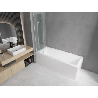 Mexen Cubik vana 160x70cm panel + zástěna 120 cm, transparent, chrom 550316070X9012030100