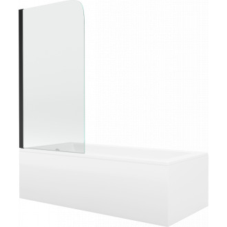 Mexen Cubik vana 170x70cm panel + zástěna 70 cm, průhledná, černá 550317070X9007017000