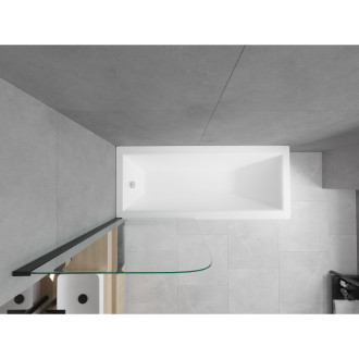 Mexen Cubik vana 170x70cm panel + zástěna 70 cm, průhledná, černá 550317070X9007017000