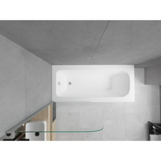 Mexen Vega vana 150x70cm panel + zástěna 75 cm, transparent, chrom 550115070X9007510100