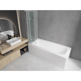 Mexen Vega vana 150x70cm panel + zástěna 120 cm, transparent, chrom 550115070X9012030100