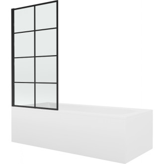 Mexen Vega vana 150x70 cm s panelem a zástěnou 70 cm, černý fix vzor 550115070X9307007077