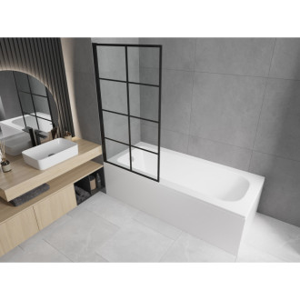 Mexen Vega vana 150x70 cm s panelem a zástěnou 70 cm, černý fix vzor 550115070X9307007077