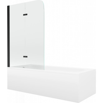 Mexen Vega vana 170x70cm panel + zástěna 80 cm, průhledná, černá 550117070X9008027000