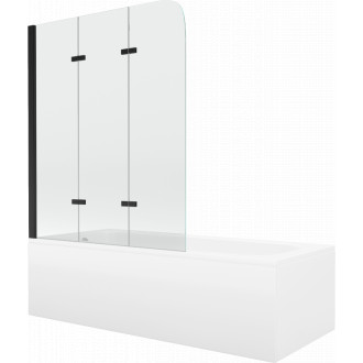 Mexen Vega vana 170x70cm panel + zástěna 120 cm, průhledná, černá 550117070X9012037000