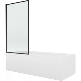 Mexen Vega vana 170x70 cm s panelem a zástěnou 80 cm, černý vzor 550117070X9308017070