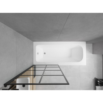 Mexen Vega vana 170x70 cm s panelem a zástěnou 80 cm, černý vzor 550117070X9308017077