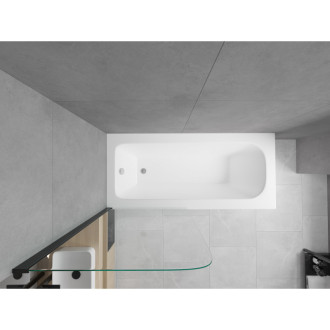 Mexen Vega vana 180x80cm panel + zástěna 70 cm, průhledná, černá 550118080X9007017000