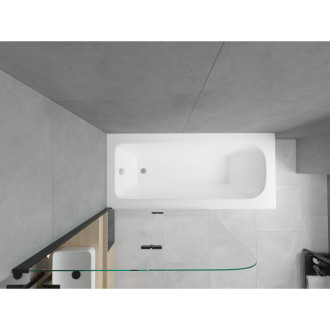 Mexen Vega vana 180x80cm panel + zástěna 100 cm, průhledná, černá 550118080X9010027000