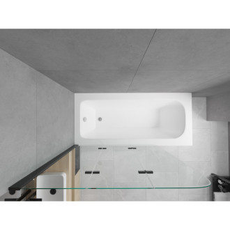 Mexen Vega vana 180x80cm panel + zástěna 120 cm, průhledná, černá 550118080X9012037000