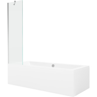 Mexen Cube vana 170x80cm panel + zástěna 50 cm, transparent, chrom 550517080X9505000001