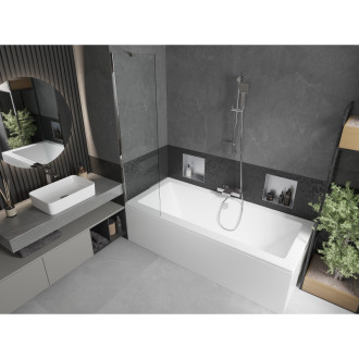 Mexen Cube vana 170x80cm panel + zástěna 50 cm, transparent, chrom 550517080X9505000001