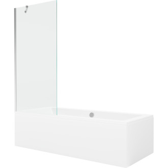 Mexen Cube vana 170x80cm panel + zástěna 80 cm, transparent, chrom 550517080X9508000001