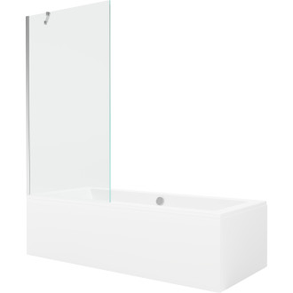 Mexen Cube vana 170x80cm panel + zástěna 90 cm, transparent, chrom 550517080X9509000001