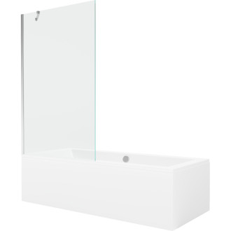 Mexen Cube vana 170x80cm panel + zástěna 100 cm, transparent, chrom 550517080X9510000001
