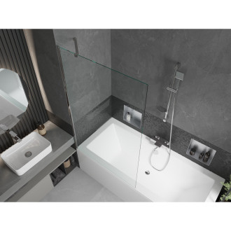 Mexen Cube vana 170x80cm panel + zástěna 100 cm, transparent, chrom 550517080X9510000001