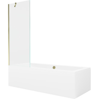 Mexen Cube vana 170x80cm panel + zástěna 70 cm, transparent, zlatá 550517080X9507000050