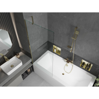 Mexen Cube vana 170x80cm panel + zástěna 80 cm, průhledná, zlatá 550517080X9508000050