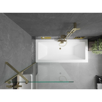 Mexen Cube vana 170x80cm panel + zástěna 80 cm, průhledná, zlatá 550517080X9508000050