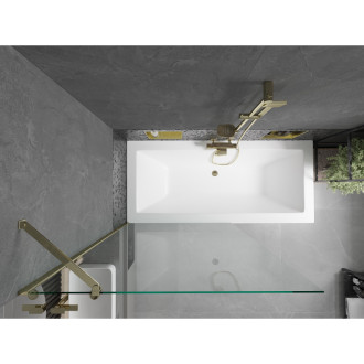 Mexen Cube vana 170x80cm panel + zástěna 100 cm, průhledná, zlatá 550517080X9510000050