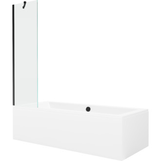 Mexen Cube vana 170x80cm panel + zástěna 50 cm, průhledná, černá 550517080X9505000070