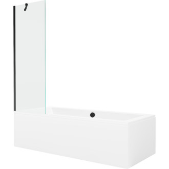 Mexen Cube vana 170x80cm panel + zástěna 60 cm, průhledná, černá 550517080X9506000070