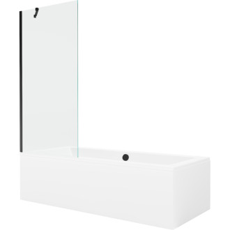 Mexen Cube vana 170x80cm panel + zástěna 80 cm, průhledná, černá 550517080X9508000070