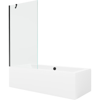 Mexen Cube vana 170x80cm panel + zástěna 90 cm, průhledná, černá 550517080X9509000070