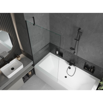 Mexen Cube vana 170x80cm panel + zástěna 90 cm, průhledná, černá 550517080X9509000070