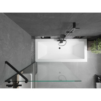 Mexen Cube vana 170x80cm panel + zástěna 90 cm, průhledná, černá 550517080X9509000070