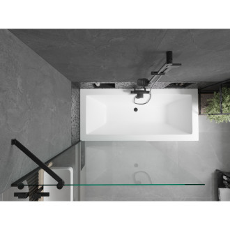 Mexen Cube vana 170x80cm panel + zástěna 100 cm, průhledná, černá 550517080X9510000070
