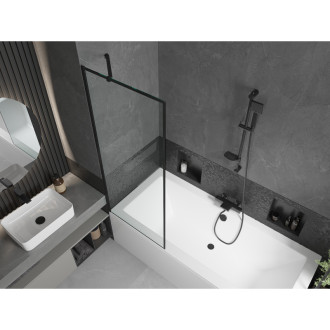 Mexen Cube vana 170x80 cm s panelem a zástěnou 70 cm, černý vzor 550517080X9507007070