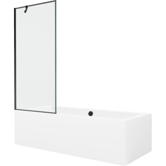 Mexen Cube vana 170x80 cm s panelem a zástěnou 80 cm, černý vzor 550517080X9508007070