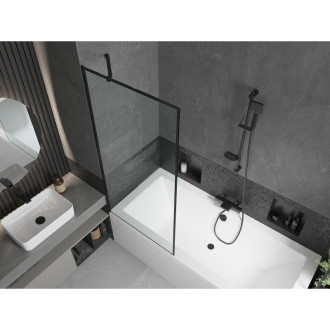 Mexen Cube vana 170x80 cm s panelem a zástěnou 80 cm, černý vzor 550517080X9508007070
