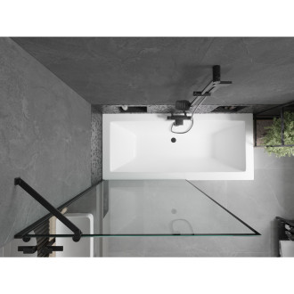Mexen Cube vana 170x80 cm s panelem a zástěnou 100 cm, černý vzor 550517080X9510007070