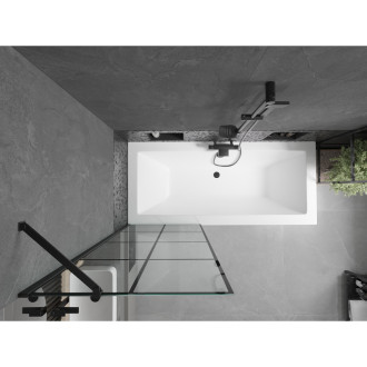 Mexen Cube vana 170x80 cm s panelem a zástěnou 70 cm, černý vzor 550517080X9507007077