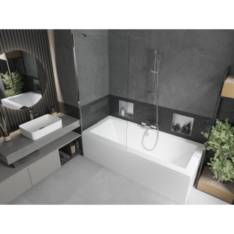 Mexen Cube vana 180x80cm panel + zástěna 90 cm, transparent, chrom 550518080X9509000001