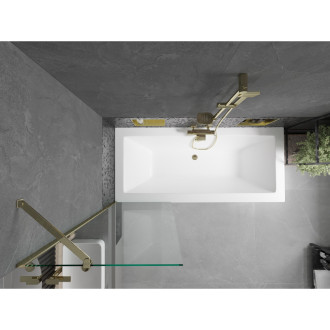 Mexen Cube vana 180x80cm panel + zástěna 60 cm, průhledná, zlatá 550518080X9506000050