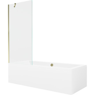 Mexen Cube vana 180x80cm panel + zástěna 80 cm, průhledná, zlatá 550518080X9508000050
