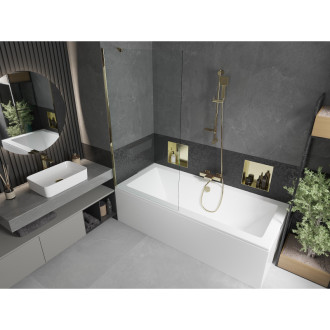 Mexen Cube vana 180x80cm panel + zástěna 90 cm, průhledná, zlatá 550518080X9509000050