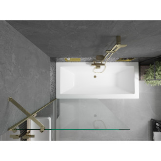 Mexen Cube vana 180x80cm panel + zástěna 90 cm, průhledná, zlatá 550518080X9509000050