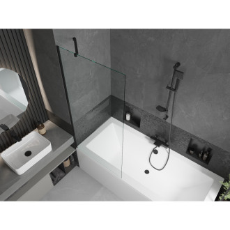 Mexen Cube vana 180x80cm panel + zástěna 80 cm, průhledná, černá 550518080X9508000070